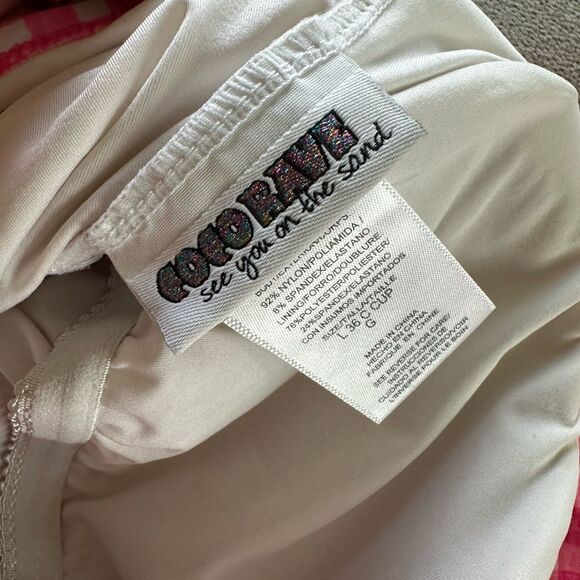 Coco Rave Multi Way Halter or Strapless Fringe One Piece Pink Gingham Swim Dress - Picture 3 of 6